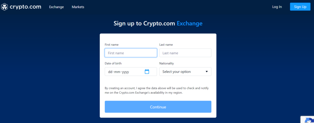Crypto.com customer details